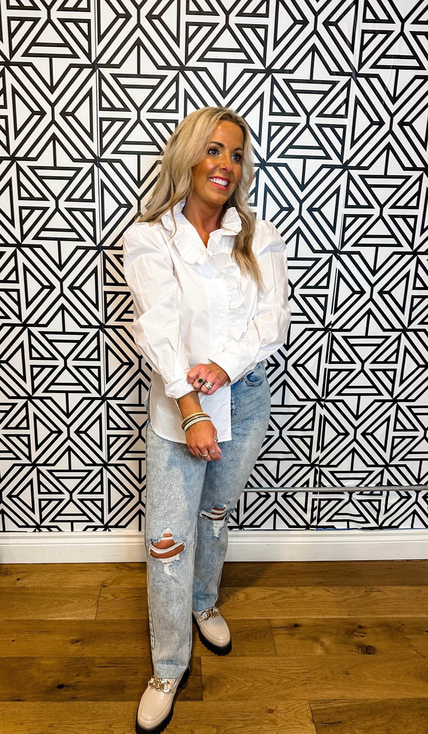 In a Ruffle - White Blouse