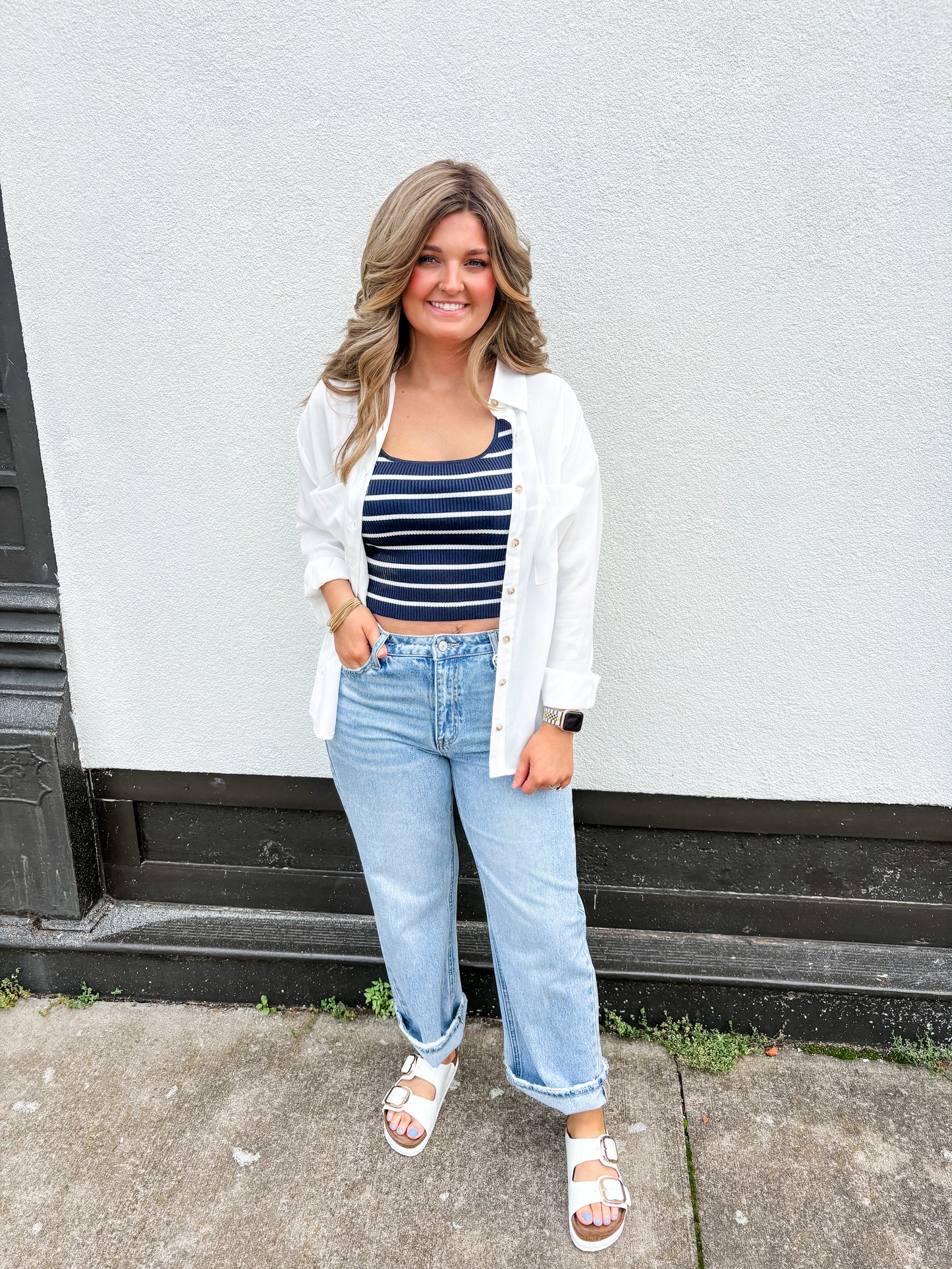 Stripe This Way Tank - Navy
