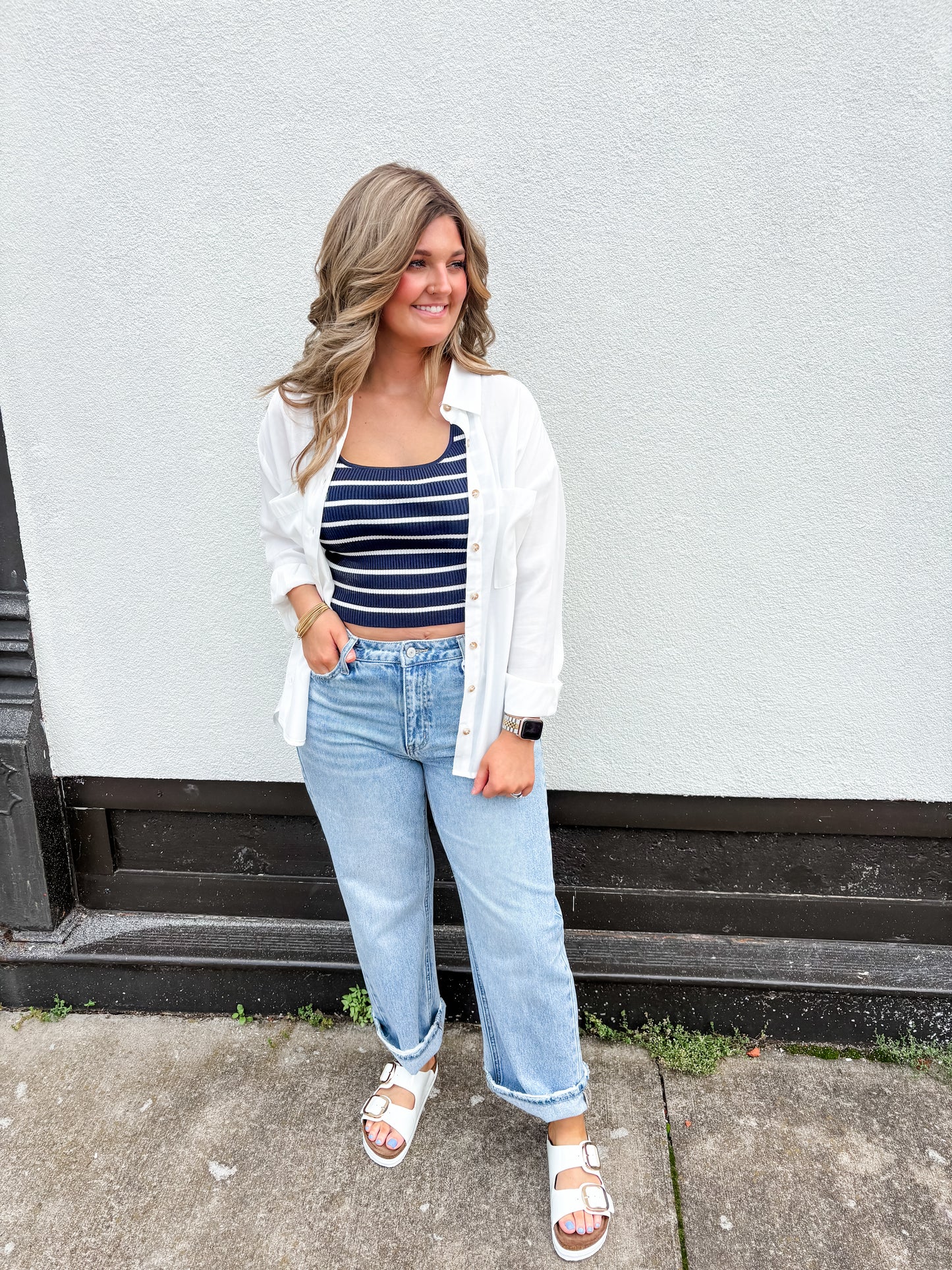 Stripe This Way Tank - Navy