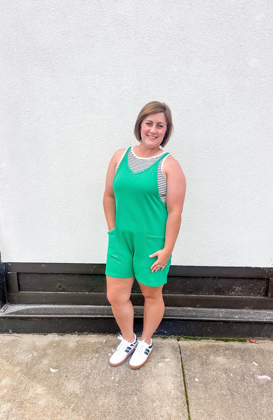 Go with the Flow Romper- Green