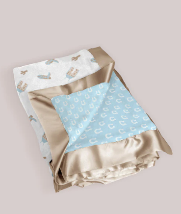 Reversible Blue Howdy Baby Blanket