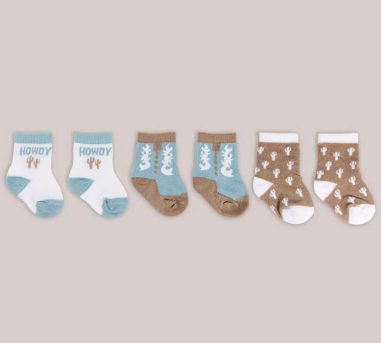 Howdy Partner Baby Socks- Blue