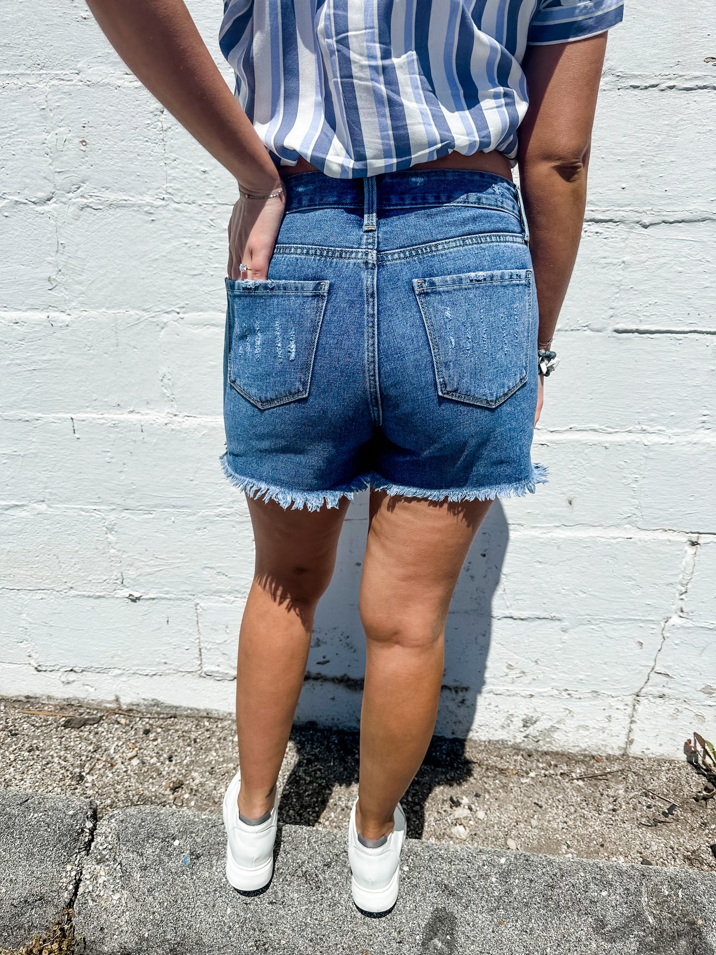 Dark Distressed Denim Short