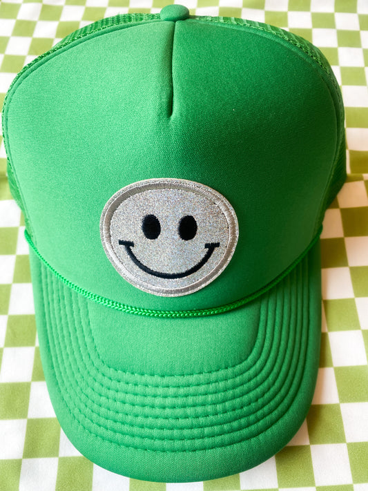 Smiley Face Trucker- Kelly Green
